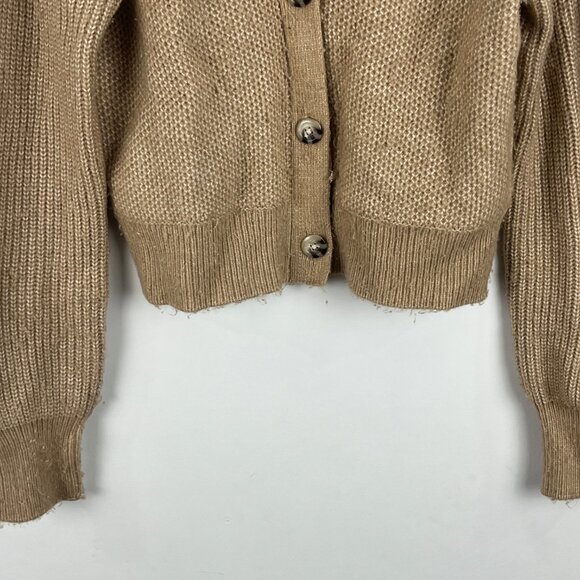 Unbranded Short Button Cardigan Size M Beige Long Sleeve V Neck Stretch Acrylic - Picture 4 of 8